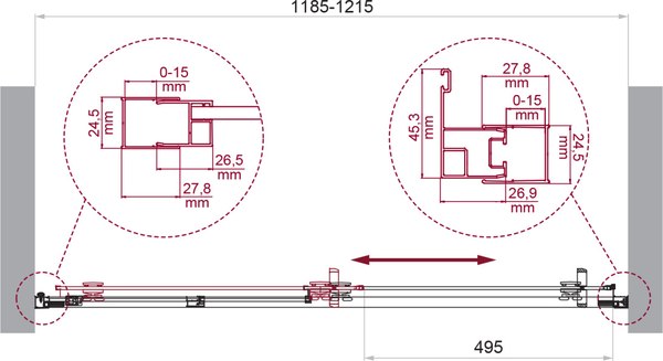 Душевая дверь BelBagno LUCE-BF-1-120-C-ORO