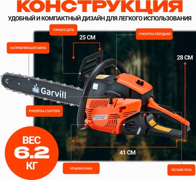 Бензопила цепная Garvill CS58K