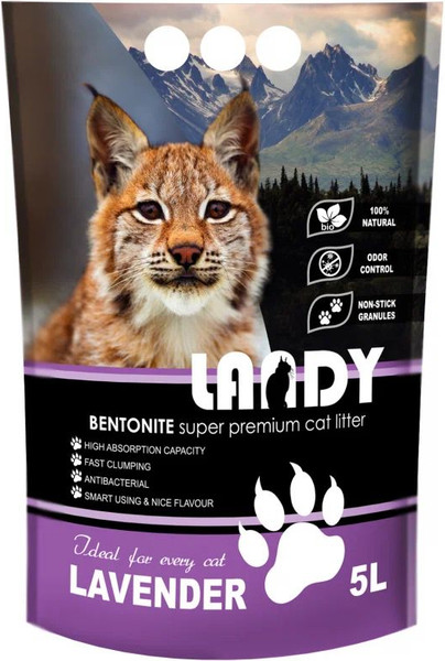 Наполнитель для туалета Landy Комкующийся из бентонитовой глины лаванда - фото