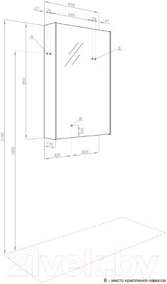 Шкаф с зеркалом для ванной Акватон Либерти 65
