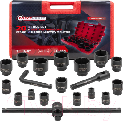 Набор головок слесарных ForceKraft FK-6204-5MPB - фото