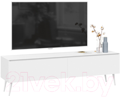 Тумба ТриЯ Глосс СМ-319.03.011 с опорами (белый глянец/стекло белый глянец/белый)