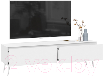 Тумба ТриЯ Глосс СМ-319.03.011 с опорами (белый глянец/стекло белый глянец/белый)