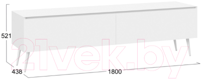 Тумба ТриЯ Глосс СМ-319.03.011 с опорами (белый глянец/стекло белый глянец/белый)
