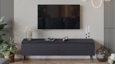 Тумба ТриЯ Глосс СМ-319.03.011 с опорами (яблоня беллуно/стекло графит матовый/серый)