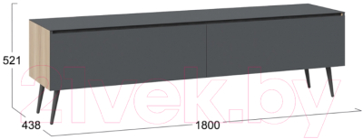 Тумба ТриЯ Глосс СМ-319.03.011 с опорами (яблоня беллуно/стекло графит матовый/серый)
