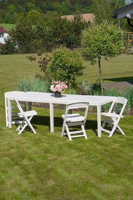 Стол пластиковый Ipae Progarden Queen С имитацией ротанга / QUE012BI (белый)