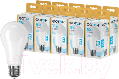 Набор ламп Фотон LED A60 12W E27 3000K - фото