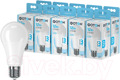 Набор ламп Фотон LED A60 12W E27 4000K - фото