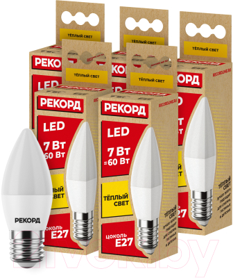 Набор ламп Рекорд LED B37 7W Е27 3000К - фото