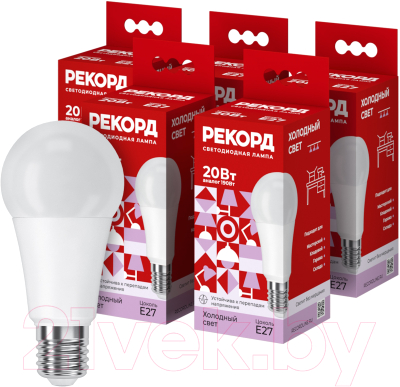 Набор ламп Рекорд LED А60-U 20W Е27 6500К - фото