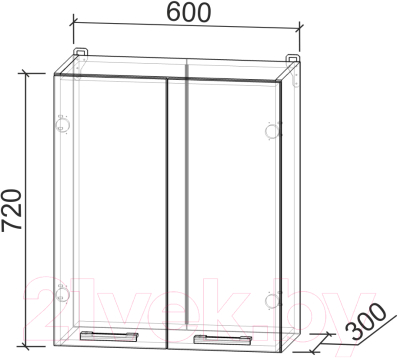 Шкаф навесной для кухни Интерлиния Компо ВШС60-720-2дв