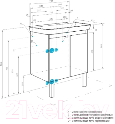 Тумба под умывальник Акватон Сканди Doors 80