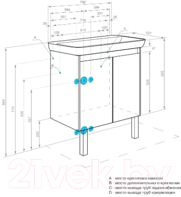 Тумба под умывальник Акватон Сканди Doors 80 (1A282901SDZ90)