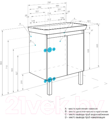 Тумба под умывальник Акватон Сканди Doors 80 (1A282901SDB20)