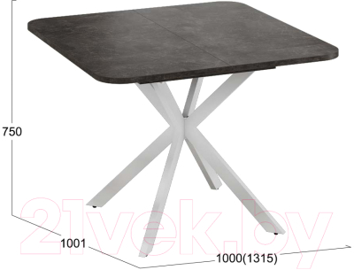 Обеденный стол ТриЯ Лиссабон тип 1 (белый муар/ателье темный)