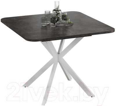 Обеденный стол ТриЯ Лиссабон тип 1 (белый муар/ателье темный)