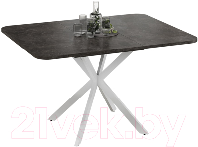 Обеденный стол ТриЯ Лиссабон тип 1 (белый муар/ателье темный)