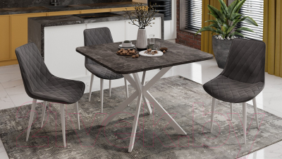 Обеденный стол ТриЯ Лиссабон тип 1 (белый муар/ателье темный)