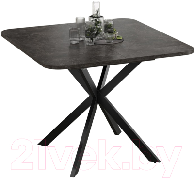 Обеденный стол ТриЯ Лиссабон тип 1 (черный муар/ателье темный)