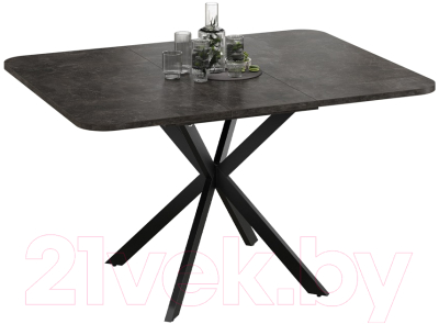 Обеденный стол ТриЯ Лиссабон тип 1 (черный муар/ателье темный)