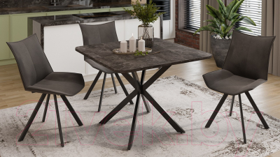 Обеденный стол ТриЯ Лиссабон тип 1 (черный муар/ателье темный)