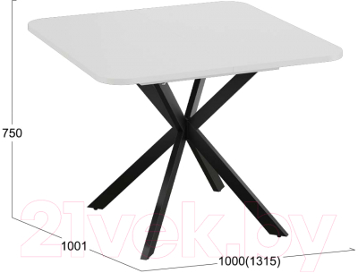 Обеденный стол ТриЯ Лиссабон тип 1 (черный муар/белый)