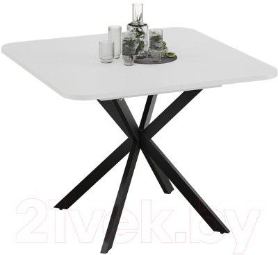 Обеденный стол ТриЯ Лиссабон тип 1 (черный муар/белый)