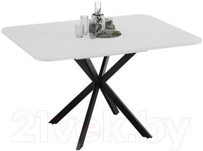 Обеденный стол ТриЯ Лиссабон тип 1 (черный муар/белый)