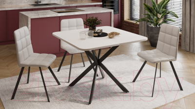 Обеденный стол ТриЯ Лиссабон тип 1 (черный муар/белый)