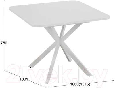 Обеденный стол ТриЯ Лиссабон тип 1 (белый муар/белый)