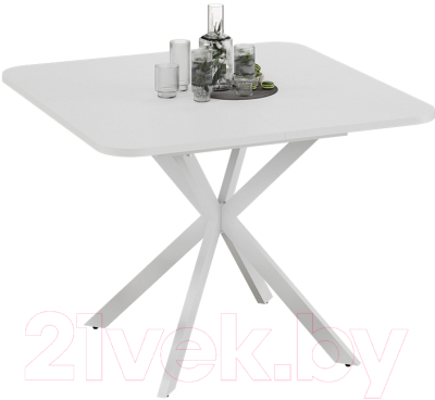 Обеденный стол ТриЯ Лиссабон тип 1 (белый муар/белый)