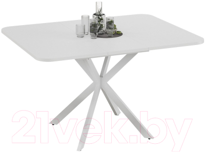 Обеденный стол ТриЯ Лиссабон тип 1 (белый муар/белый)