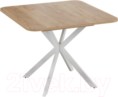 Обеденный стол ТриЯ Лиссабон тип 1 (белый муар/дуб крафт золотой) - фото