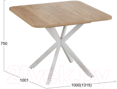Обеденный стол ТриЯ Лиссабон тип 1 (белый муар/дуб крафт золотой)