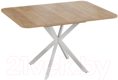 Обеденный стол ТриЯ Лиссабон тип 1 (белый муар/дуб крафт золотой)