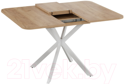 Обеденный стол ТриЯ Лиссабон тип 1 (белый муар/дуб крафт золотой)