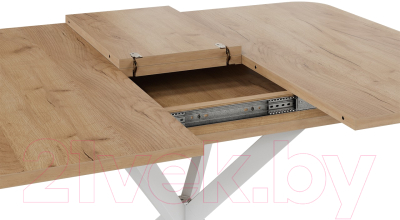 Обеденный стол ТриЯ Лиссабон тип 1 (белый муар/дуб крафт золотой)