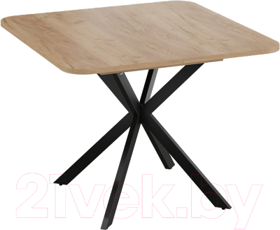 Обеденный стол ТриЯ Лиссабон тип 1 (черный муар/дуб крафт золотой) - фото