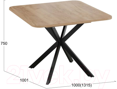 Обеденный стол ТриЯ Лиссабон тип 1 (черный муар/дуб крафт золотой)