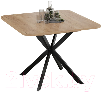 Обеденный стол ТриЯ Лиссабон тип 1 (черный муар/дуб крафт золотой)
