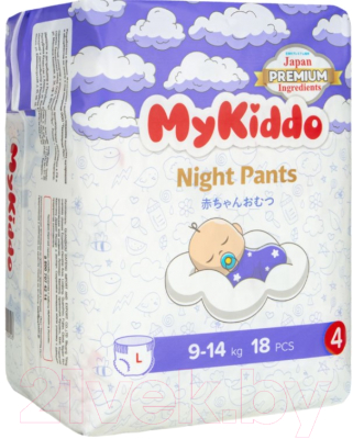 Подгузники-трусики детские MyKiddo Night L 9-14кг - фото