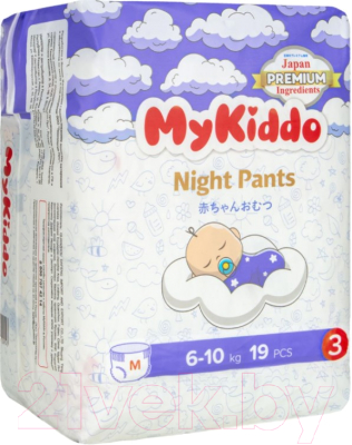 Подгузники-трусики детские MyKiddo Night M 6-10кг - фото