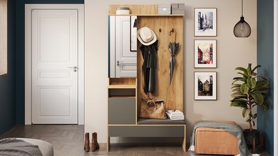 Секция в прихожую ТриЯ Эвита комбинированная Тип 2 (дуб крафт золотой/графит серый)