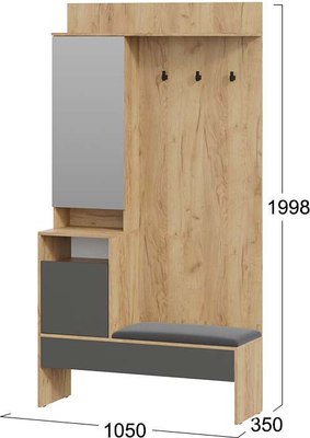 Секция в прихожую ТриЯ Эвита комбинированная Тип 2 (дуб крафт золотой/графит серый)