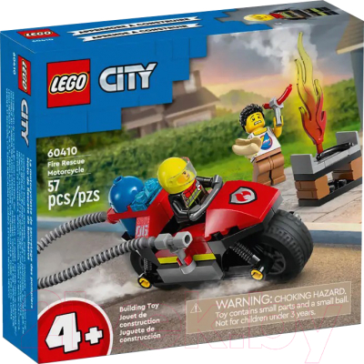 Конструктор Lego City Fire Пожарно-спасательный мотоцикл / 60410  - фото