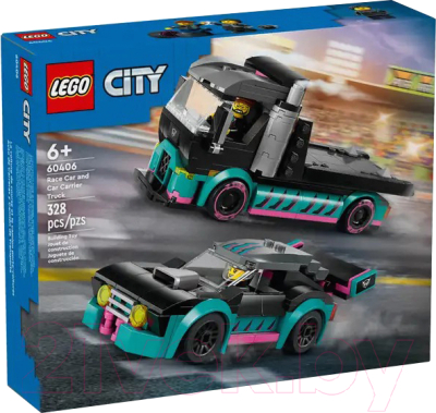 Конструктор Lego City Vehicles Гоночный автомобиль и грузовик-автовоз / 60406  - фото