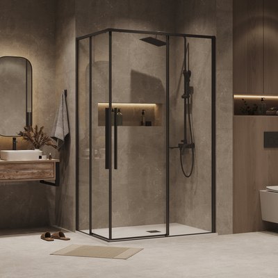 Душевой уголок Grossman Galaxy 80x80x195 / 300.K33.01.8080.21.00 (черный матовый/прозрачное стекло)