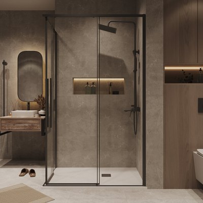 Душевой уголок Grossman Galaxy 80x80x195 / 300.K33.01.8080.21.00 (черный матовый/прозрачное стекло)