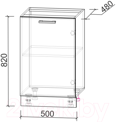 Шкаф-стол кухонный Интерлиния Компо НШ50р-1дв